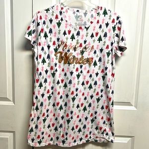 Peace Love & Dreams Multi Color Print Cotton Night Shirt Size M